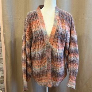 Sundance salmon and gray Women's Sweater Cardigan, Large, EUC